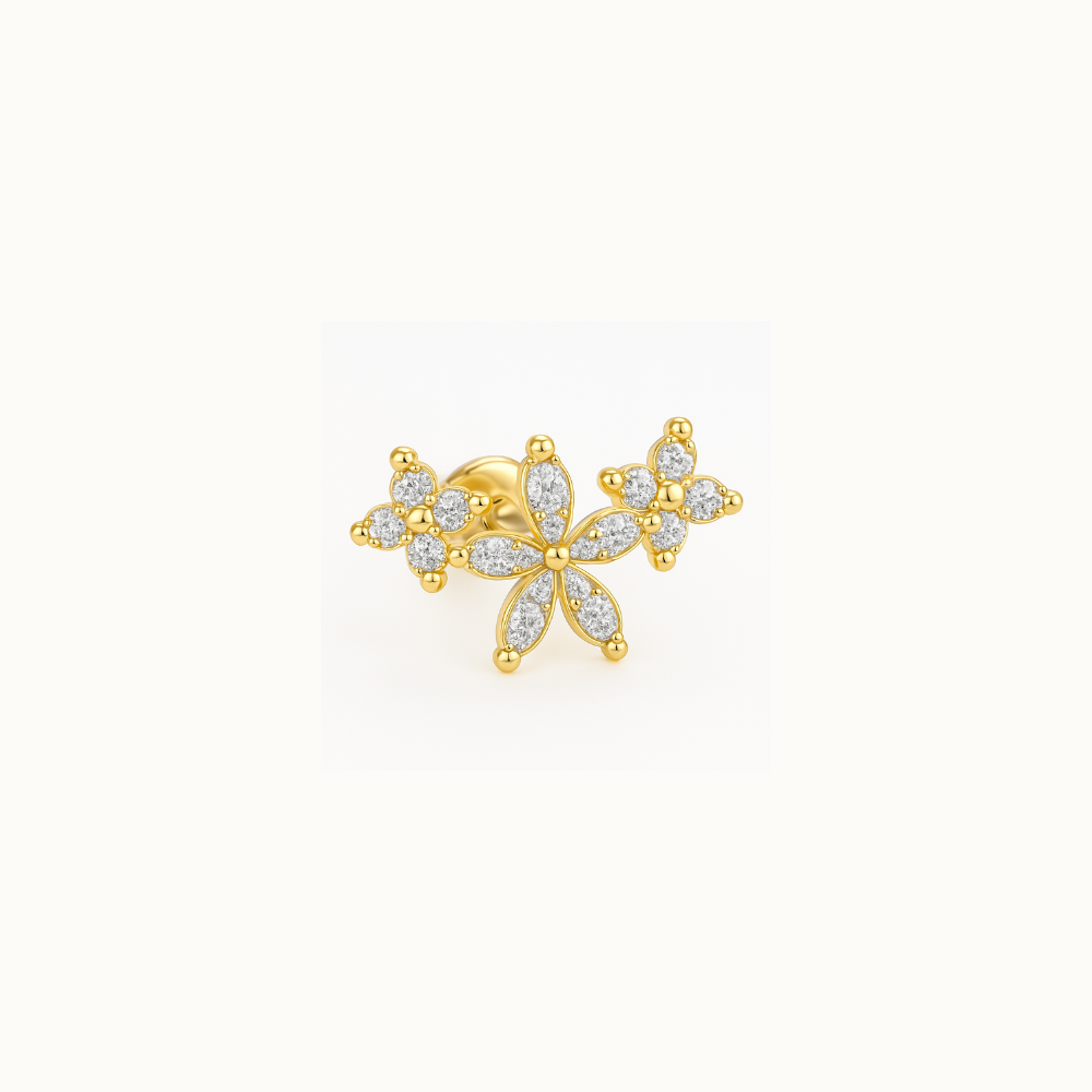✨ Le Gleam – Piercing floral en titane G23
