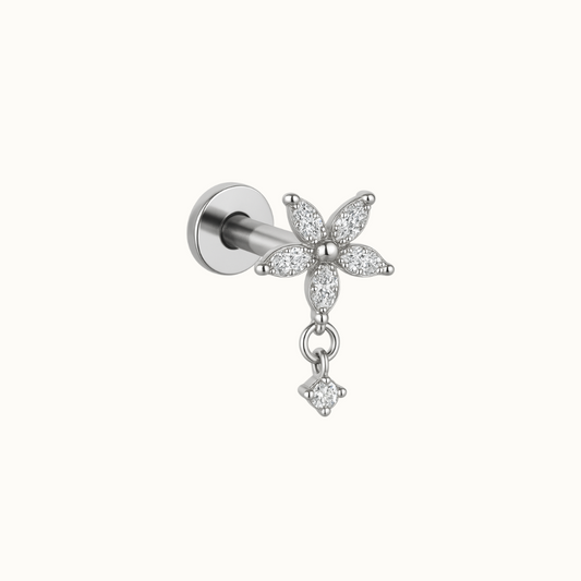 Le Eris G23 – Piercing Fleur en Titane G23 avec Zircons & Pendant Scintillant