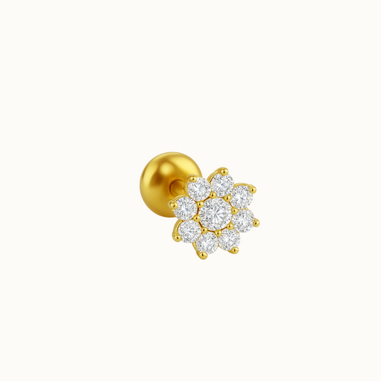 Le Nova – Piercing Fleur en Titane G23 avec Zircons Étincelants